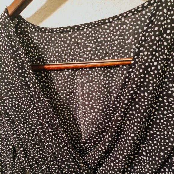 Polka Dot Long Sleeve Crop Blouse - Picture 2 of 3